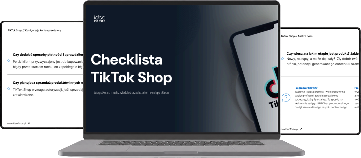 Checklista TikTok Shop na laptopie i tabletach